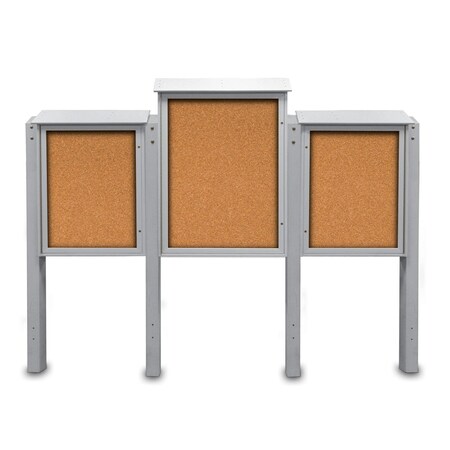 United Visual Products Sliding Door Indoor Enclosed Corkboard, 7 UV9027ACSH-WHITE-FORBO